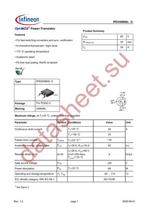 IPD350N06L G datasheet  